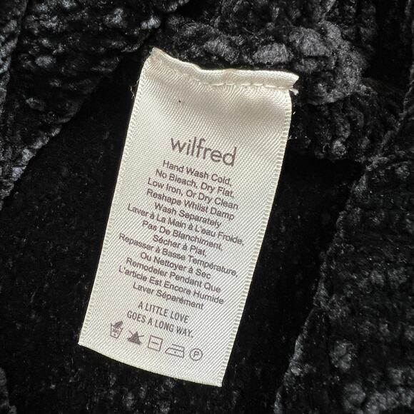 Wilfred Aritzia Chenille V Neck Sweater Women's S Black Tunic Pullover Chunky - Picture 6 of 7
